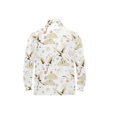 Beautiful Japanese cranes pattern Men's Long Sleeve Polo Shirt