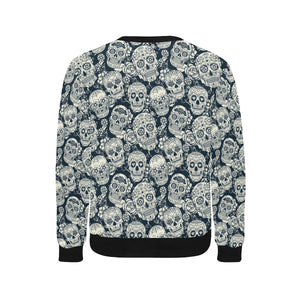 Sugar skull black white pattern Men's Crew Neck Sweatshirt