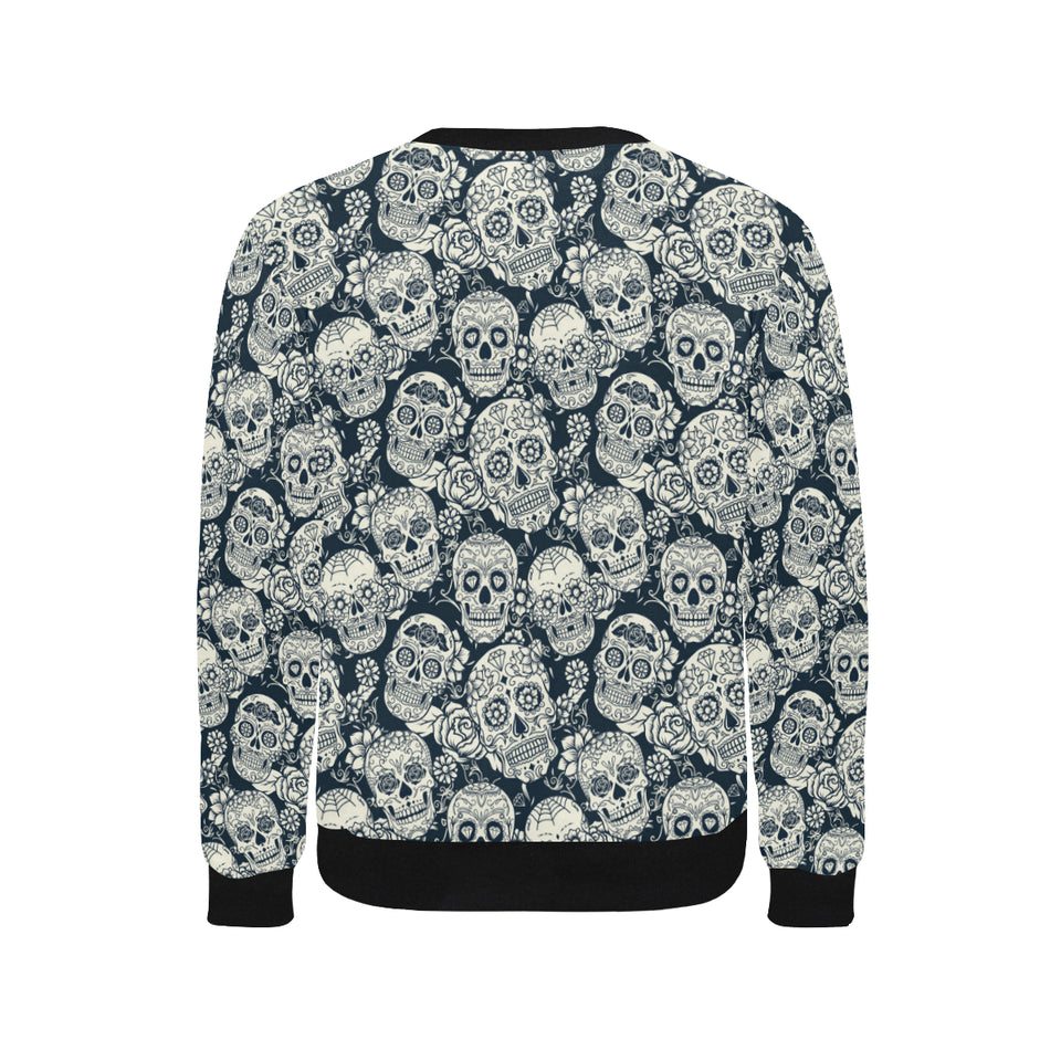 Sugar skull black white pattern Men's Crew Neck Sweatshirt