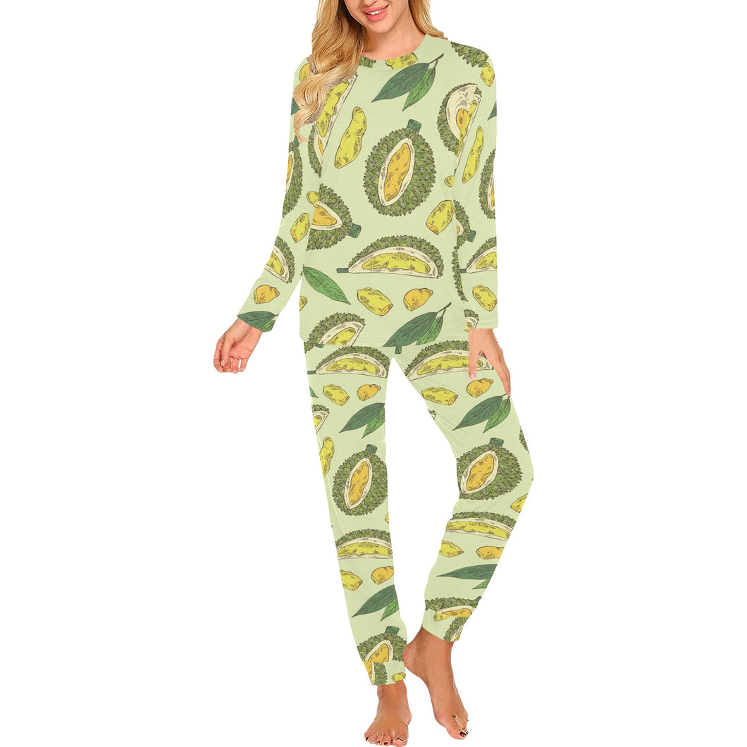 Durian leaves pattern background Women's All Over Print Pajama Set