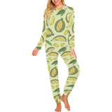 Durian leaves pattern background Women's All Over Print Pajama Set