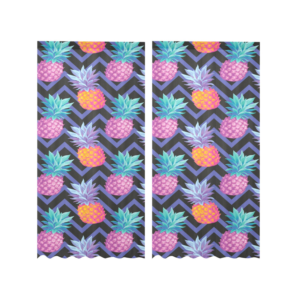 Pineapples pattern zigzag background Gauze Curtain
