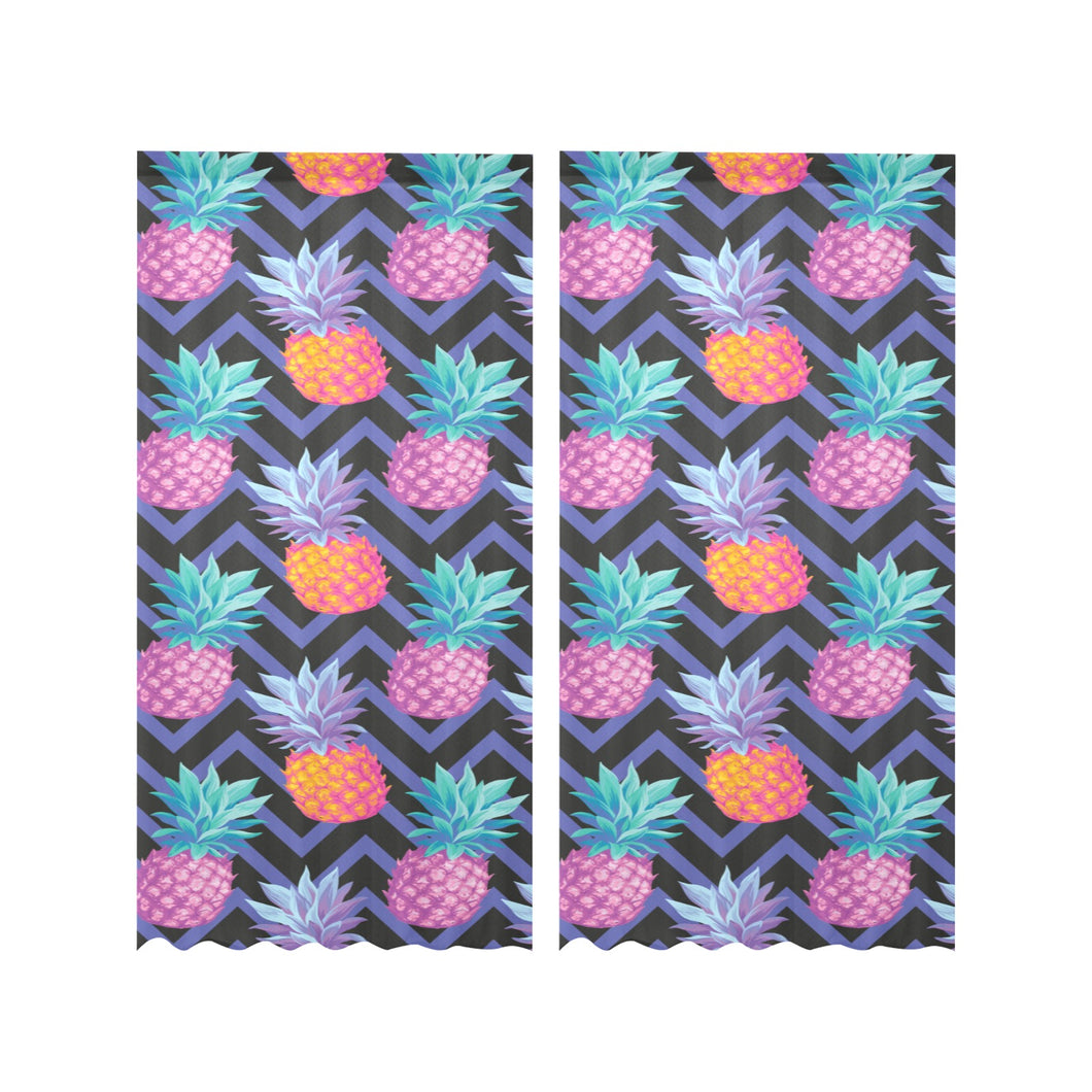 Pineapples pattern zigzag background Gauze Curtain