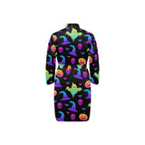 Colorful halloween background Men's Long Sleeve Belted Night Robe