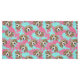 Beagle muzzles turquoise paint splashes pink patte Tablecloth