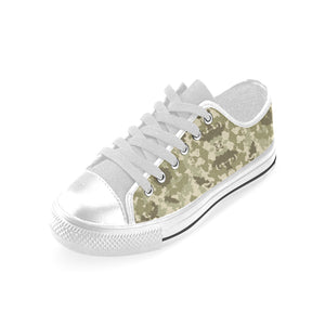Light Green camouflage pattern Men's Low Top Shoes White