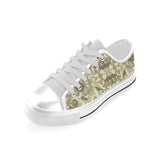 Light Green camouflage pattern Men's Low Top Shoes White
