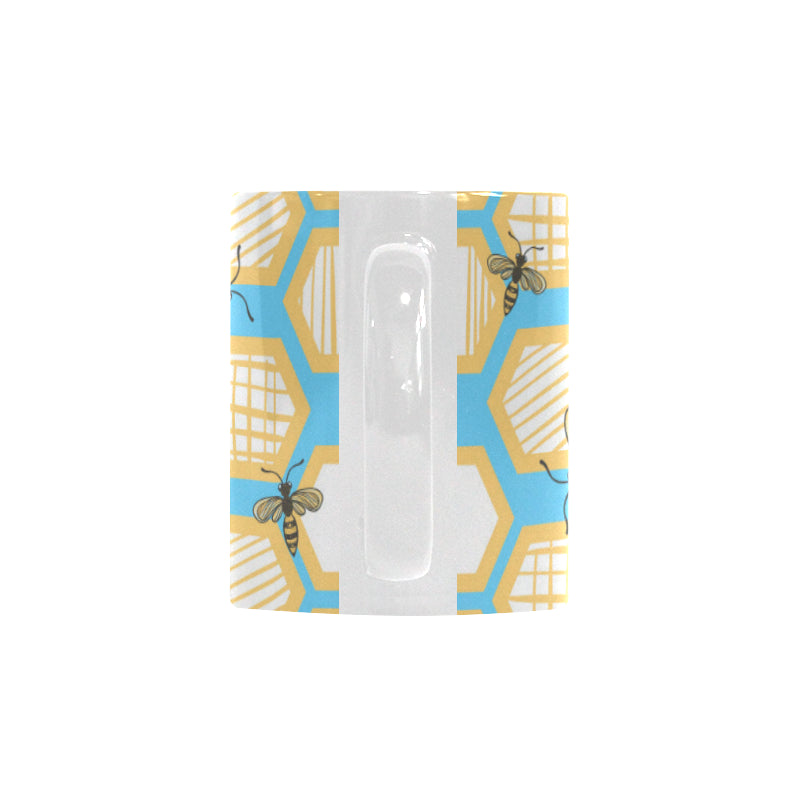 Bee honeycomb pattern Classical White Mug (Fulfilled In US)