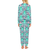 Cute octopuses heart striped background Women's All Over Print Pajama Set