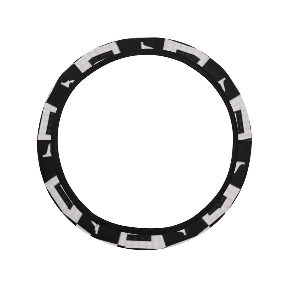 Music Notes Pattern Print Design 01 Car Steering Wheel Cover