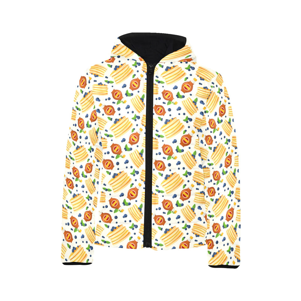 Pancake Pattern Print Design 02 Kids' Boys' Girls' Padded Hooded Jacket