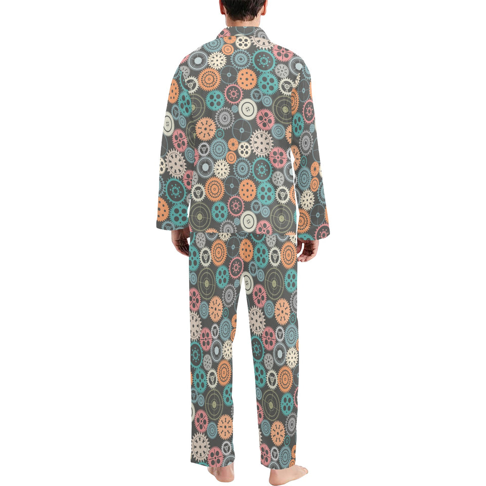 Gear Pattern Print Design 05 Men's Long Pajama Set
