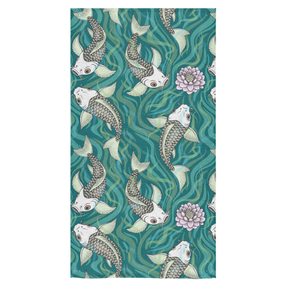 Koi Fish Carp Fish lotus pattern Bath Towel