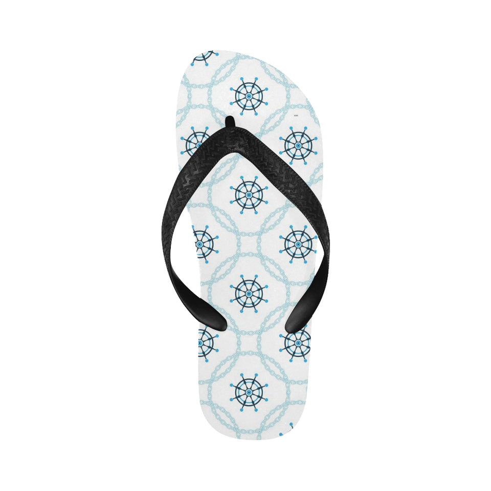 nautical steering wheel chain Unisex Flip Flops