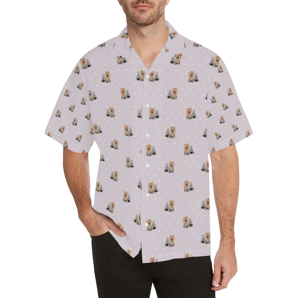 Yorkshire Terrier Pattern Print Design 02 Men's All Over Print Hawaiian Shirt (Model T58)