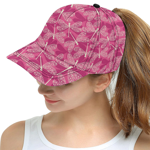 Beautiful dragonfly pink background All Over Print Snapback Cap