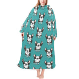 Hand drawn boston terrier dog pattern Blanket Robe with Sleeves
