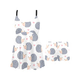 Hedgehog Pattern Print Design 04 Chest Sexy Pleated Two Piece Swim Dress