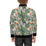 Toucan tropical green jungle palm pattern Kids' Boys' Girls' Bomber Jacket