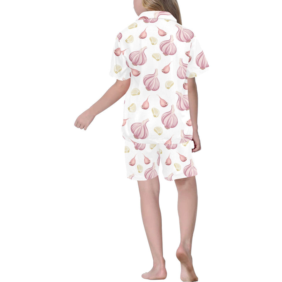 Garlic pattern Kids' Boys' Girls' V-Neck Short Pajama Set