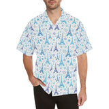 Blue Eiffel Tower Theme Pattern Print Design 01 Men's All Over Print Hawaiian Shirt (Model T58)