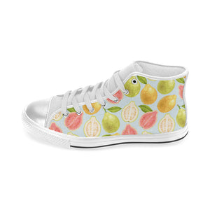 Guava design pattern Women's High Top Canvas Shoes White