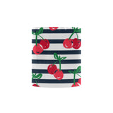 Hand drawn cherry pattern striped background Classical White Mug (Fulfilled In US)