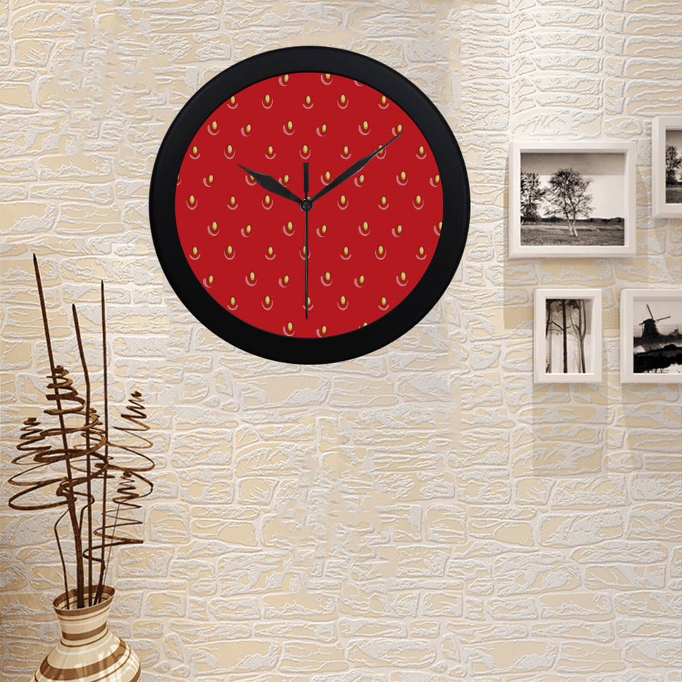 strawberry texture skin pattern Elegant Black Wall Clock