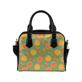 orange fruit pattern green background Shoulder Handbag