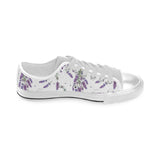 lavender flower design pattern Men's Low Top Canvas Shoes White