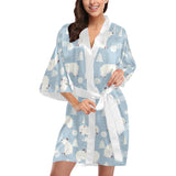 Cute polar bears Christmas decoration pattern Women's Short Kimono Robe