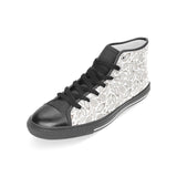 cacao beans leaves pattern Women's High Top Canvas Shoes Black