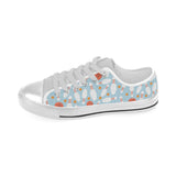 Bowling ball bowling pins blue blackground Men's Low Top Shoes White