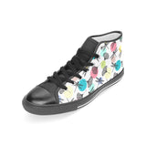 Dragonflies ginkgo leaves pattern Women's High Top Canvas Shoes Black