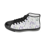 Hand painting Watercolor Lavender Women's High Top Canvas Shoes Black