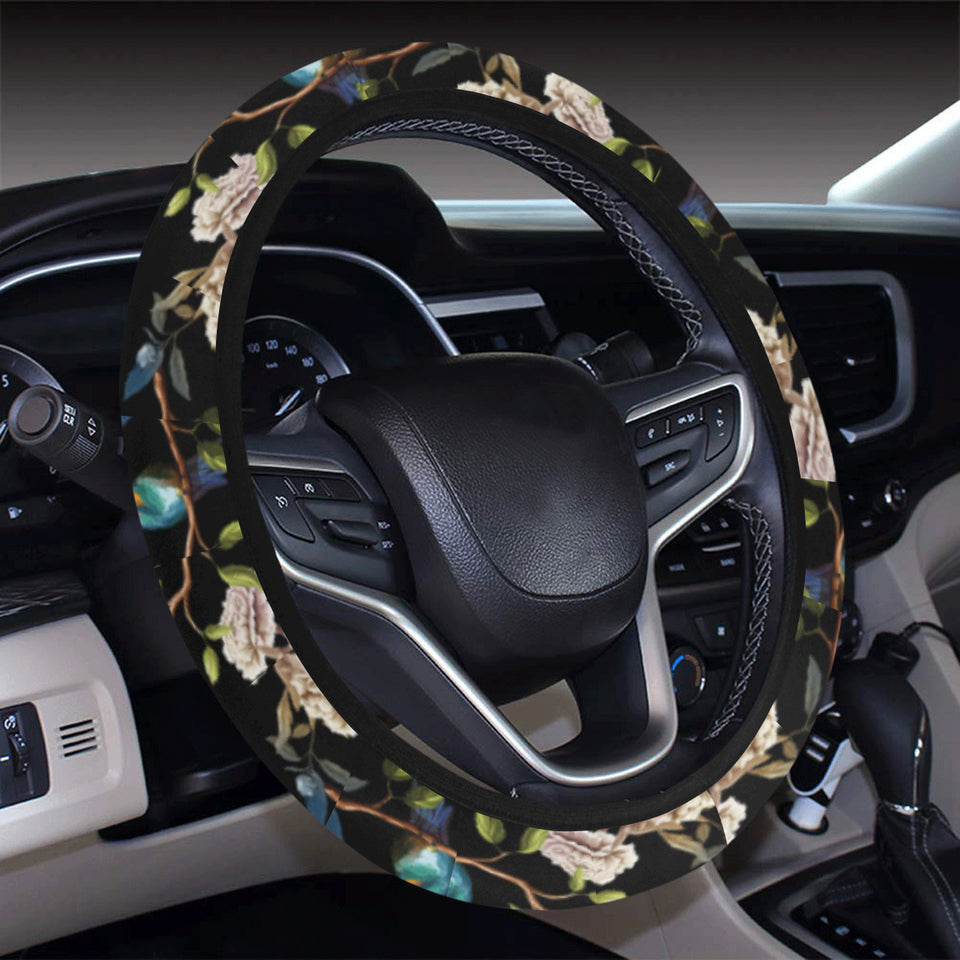 Hummingbird Pattern Print Design 03 Car Steering Wheel Cover