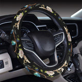 Hummingbird Pattern Print Design 03 Car Steering Wheel Cover