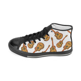 Paint Guitar Pattern Women's High Top Canvas Shoes Black