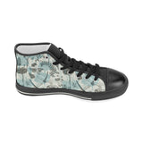 Dragonfly Butterfly Plants insect flower vintage s Women's High Top Canvas Shoes Black