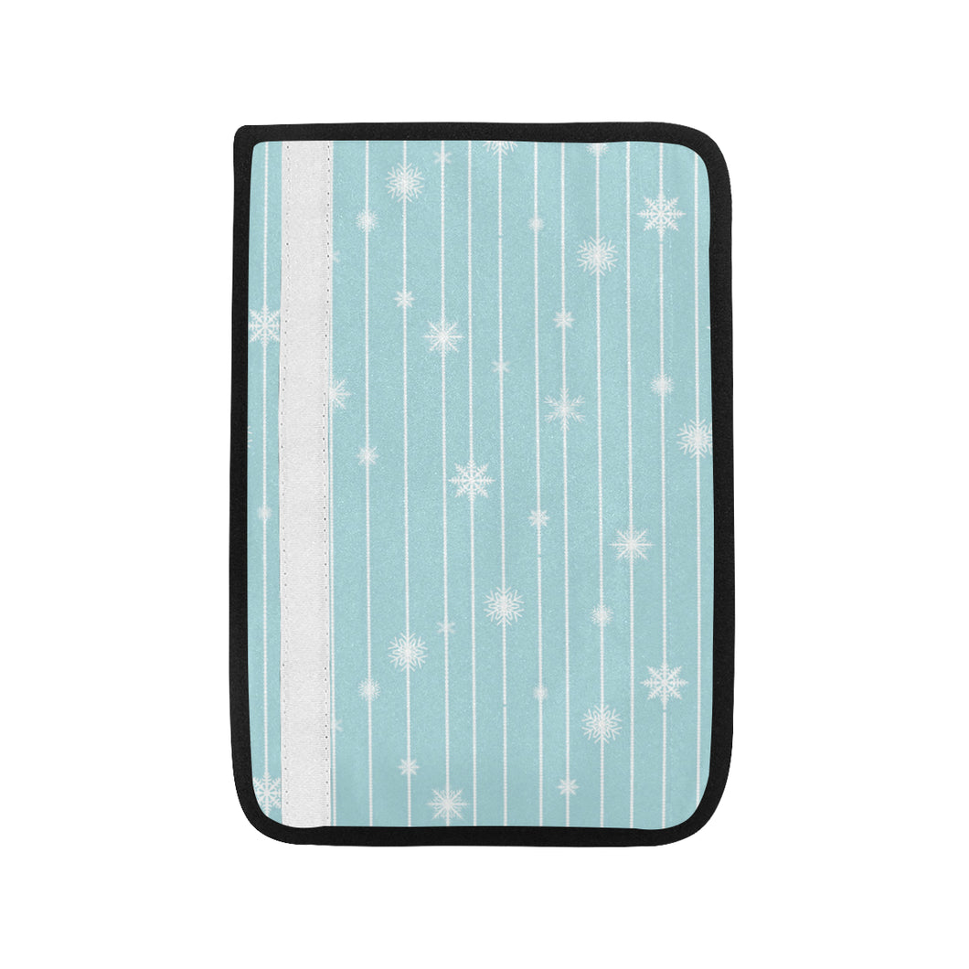 Snowflake pattern blue stripe background Car Seat Belt Cover