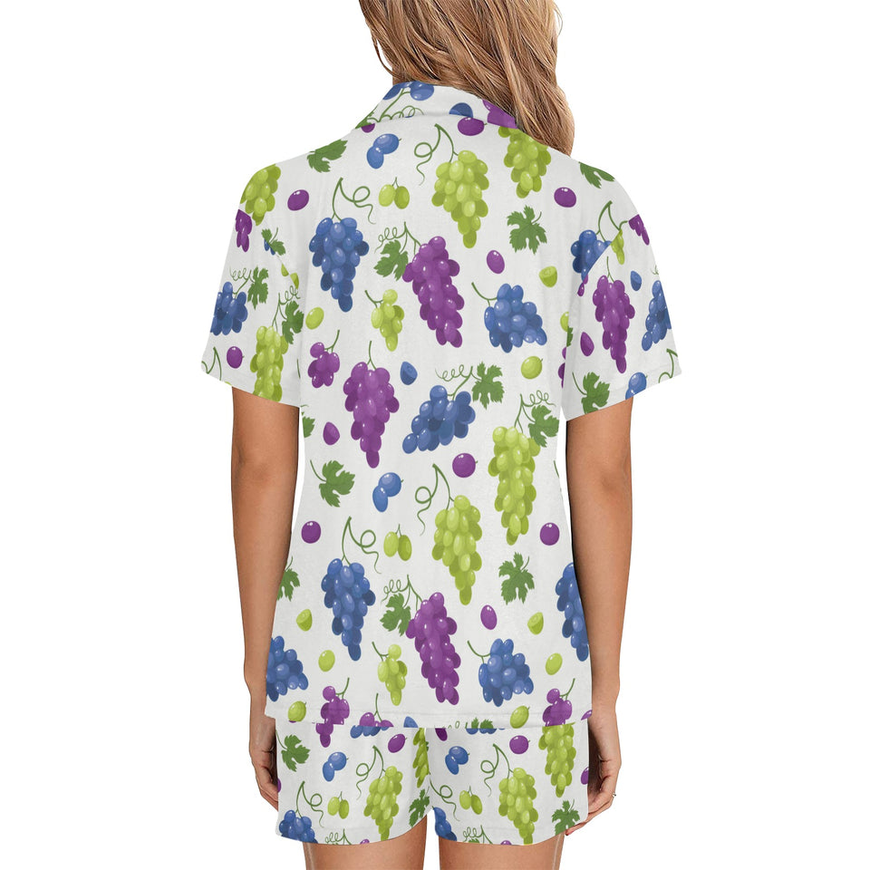Grape pattern Women's V-Neck Short Pajama Set