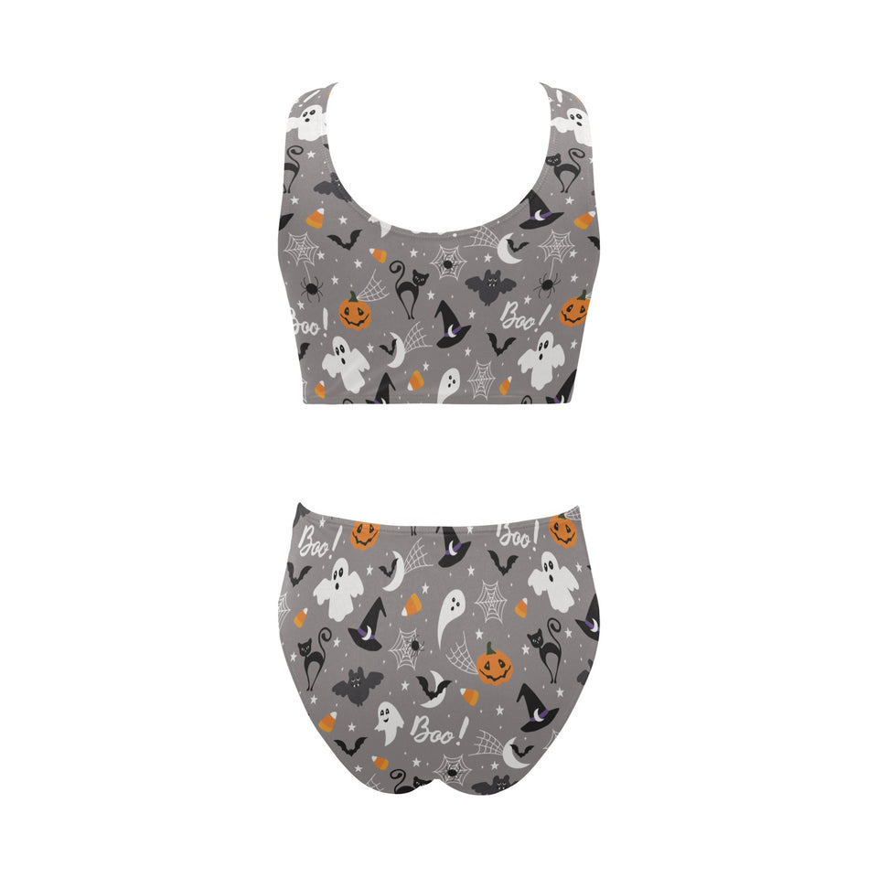 Halloween design pattern Chest Bowknot High Waisted Bikini Swimsuit
