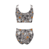 Halloween design pattern Chest Bowknot High Waisted Bikini Swimsuit