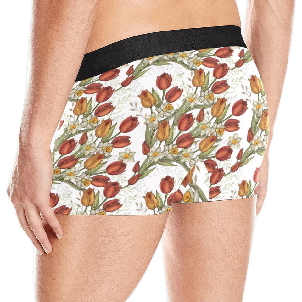 Red tulips and daffodils pattern Men's All Over Print Boxer Briefs Men's Underwear
