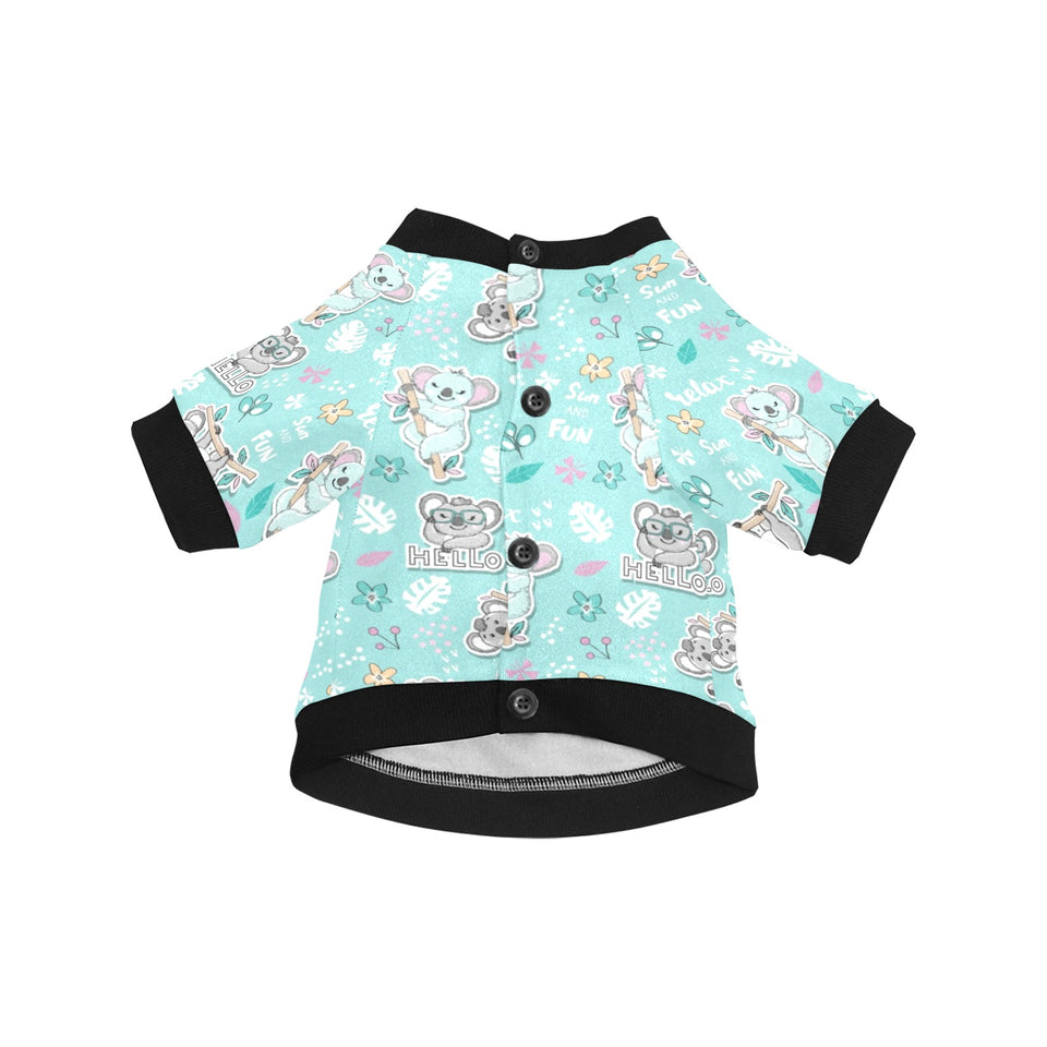 Cute koalas blue background pattern All Over Print Pet Dog Round Neck Fuzzy Shirt