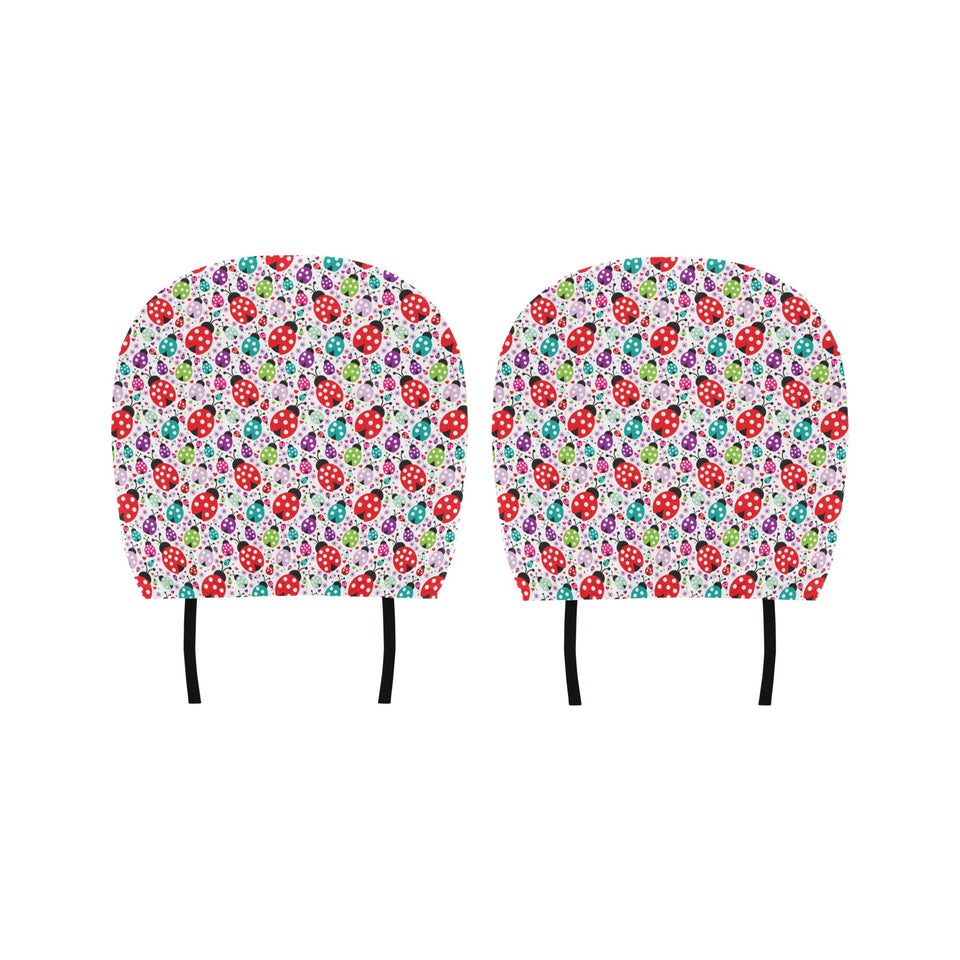Ladybug Pattern Print Design 03 Car Headrest Cover