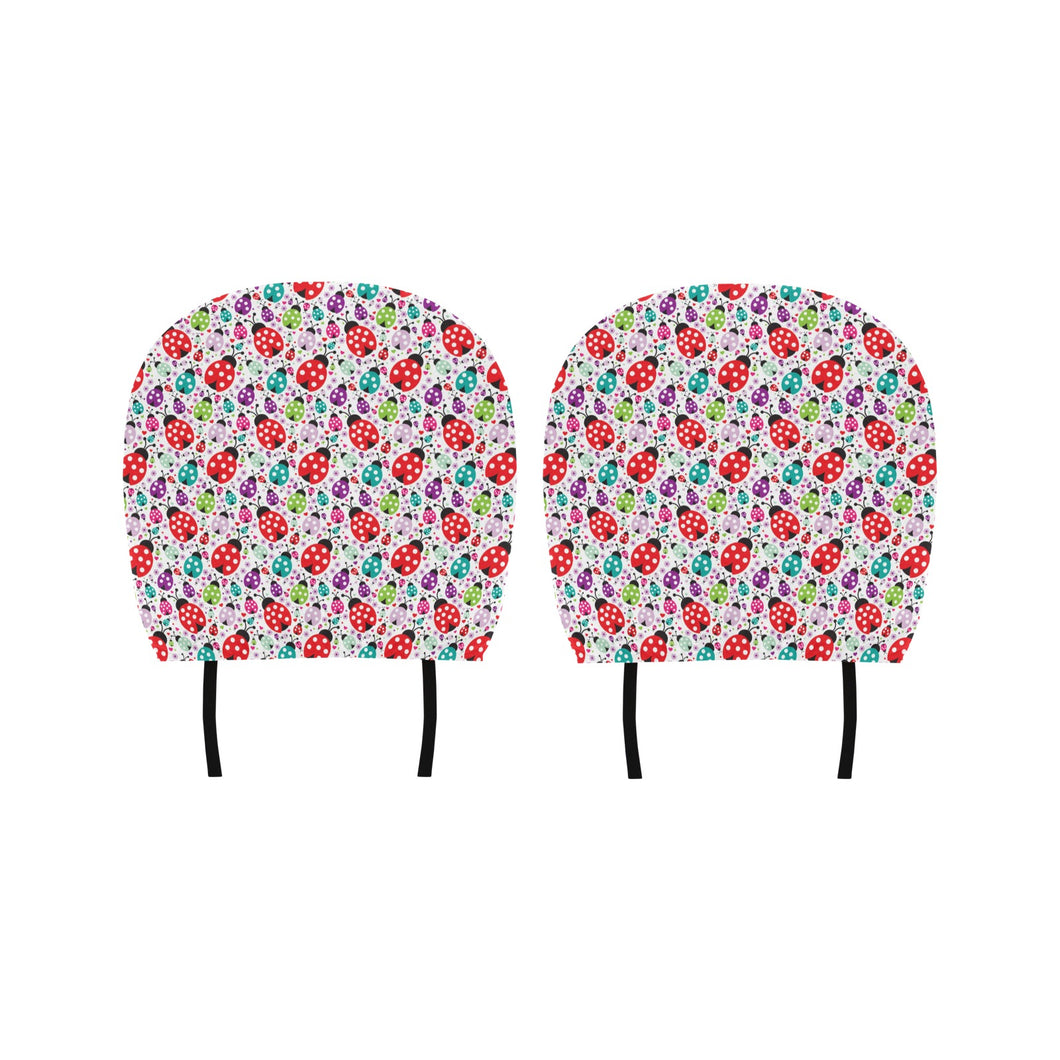 Ladybug Pattern Print Design 03 Car Headrest Cover