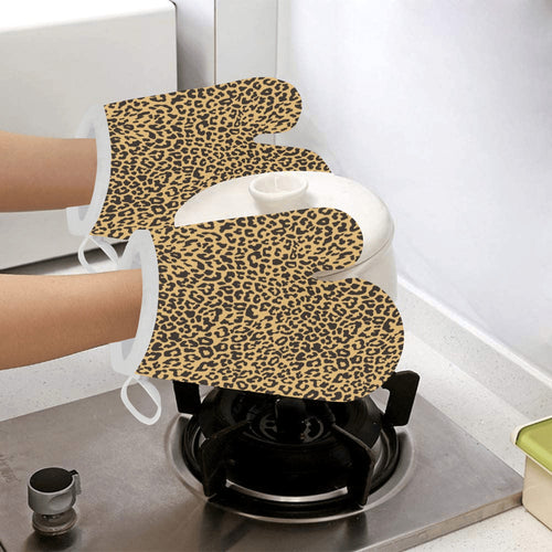 Leopard skin print Heat Resistant Oven Mitts