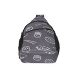 sushi pattern black background All Over Print Chest Bag