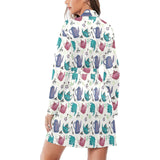 Tea pots Pattern Print Design 05 Women's Long Sleeve Belted Night Robe